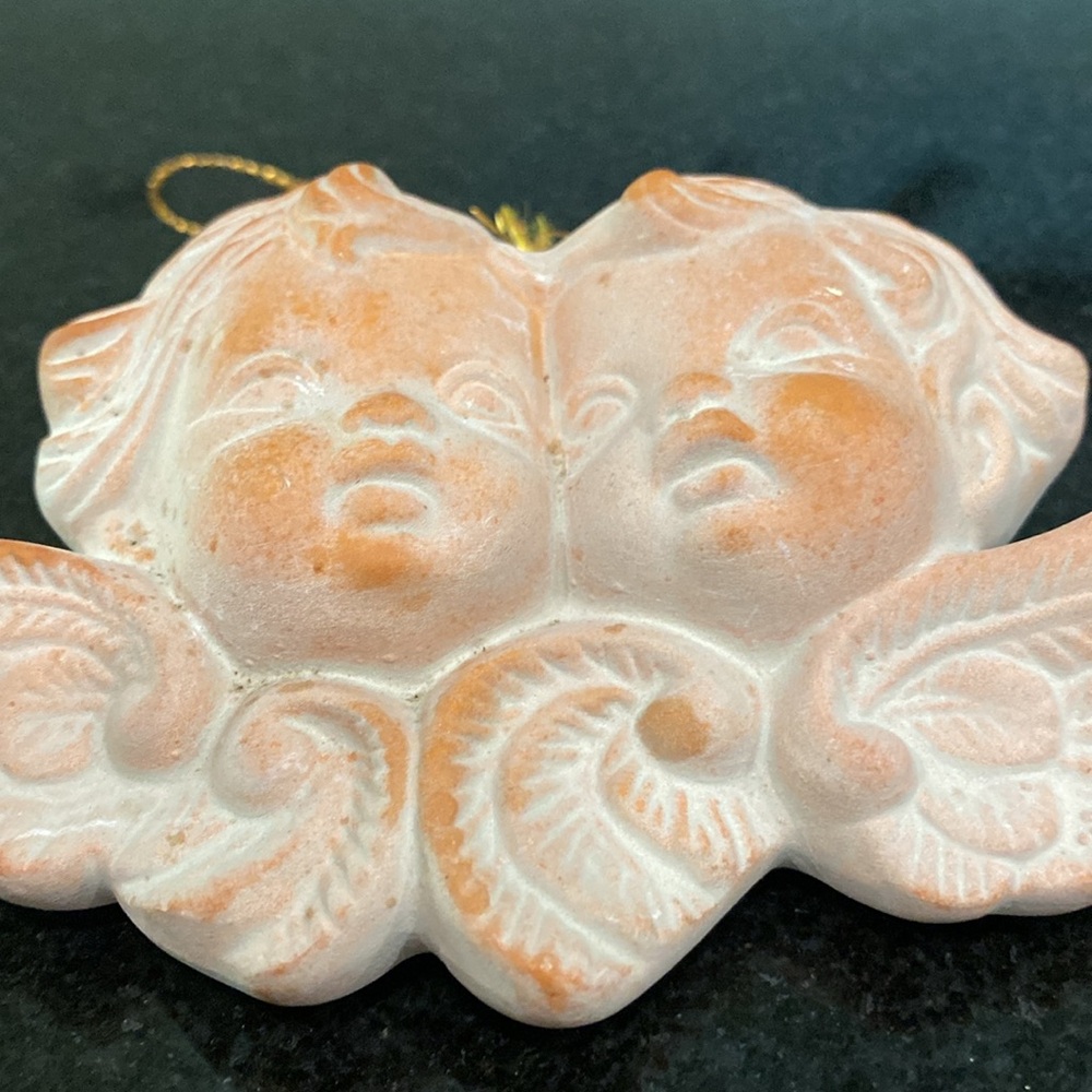 1989 Vintage Handmade Cherubs Pottery Ornament